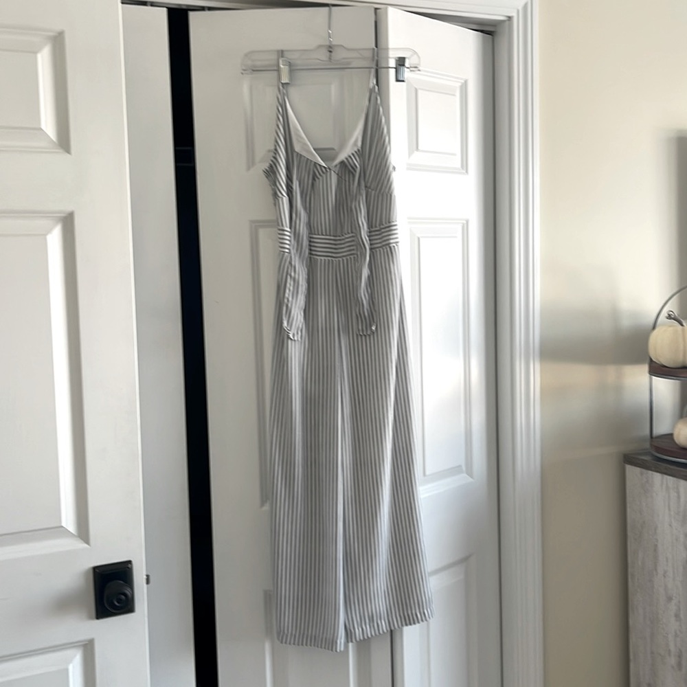 Capri length wide leg romper